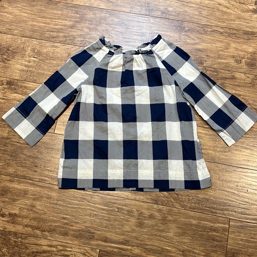 Crewcuts navy and cream back button down 3/4 length sleev…